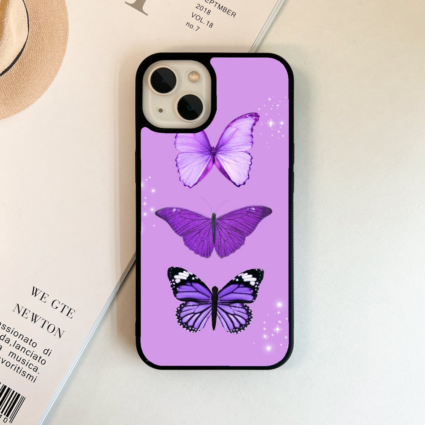 Purple Butterfly Glass Case