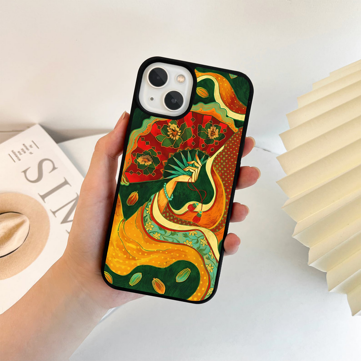 Blooming Fan Art Glass Case