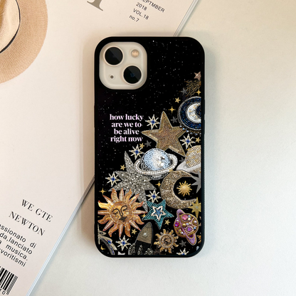 Lucky Cosmic Glow Quote Glass Case