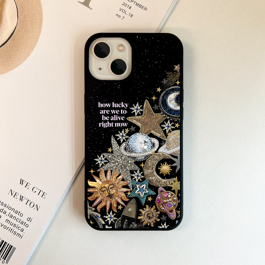 Lucky Cosmic Glow Quote Glass Case