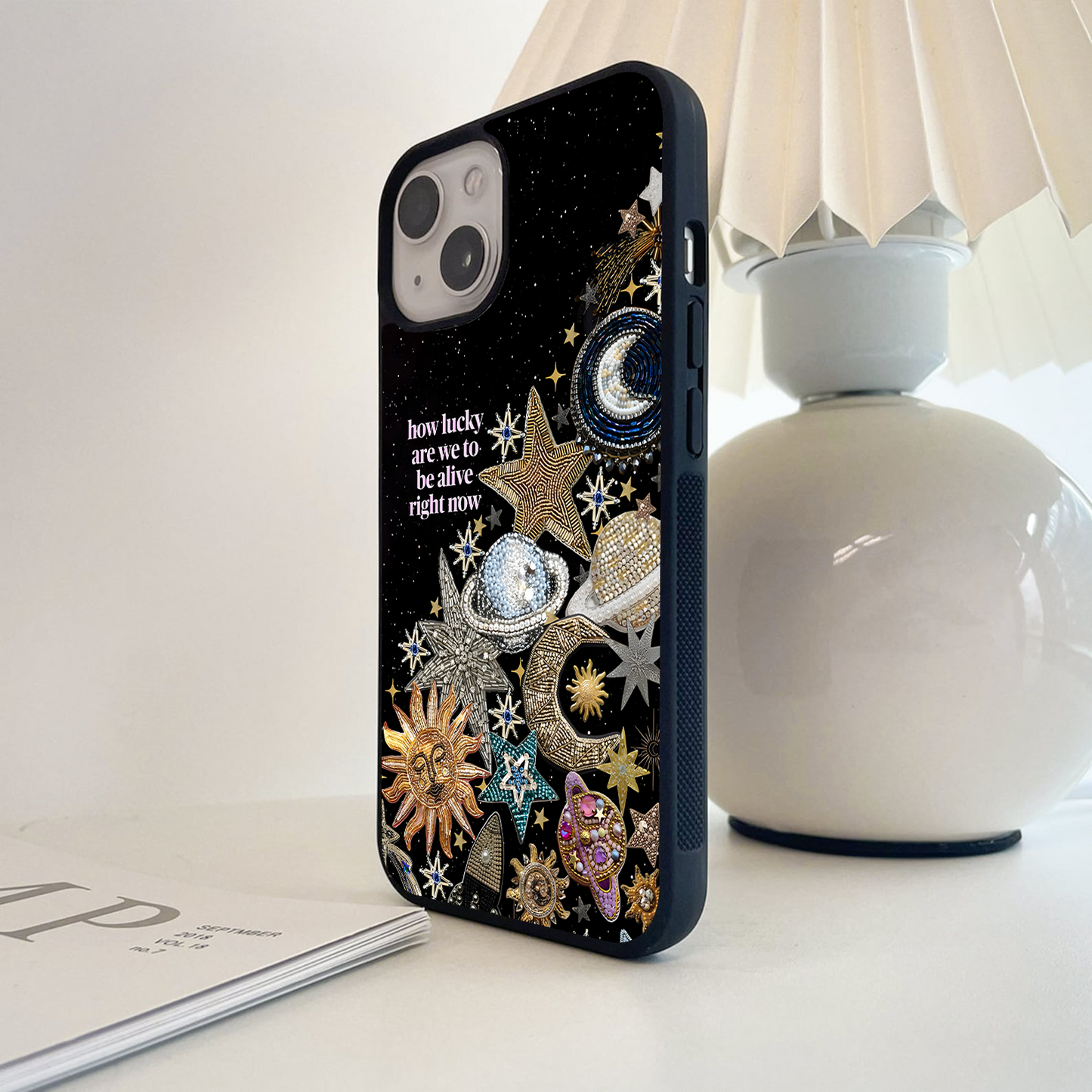 Lucky Cosmic Glow Quote Glass Case