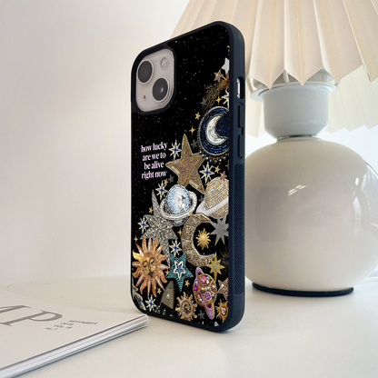 Lucky Cosmic Glow Quote Glass Case