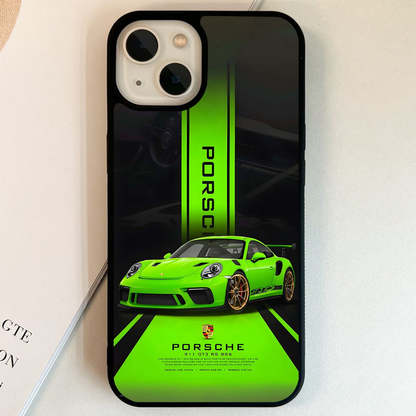 Porsche Neon Green Racer Glass Case