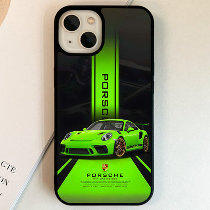 Porsche Neon Green Racer Glass Case