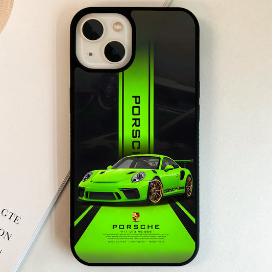 Porsche Neon Green Racer Glass Case