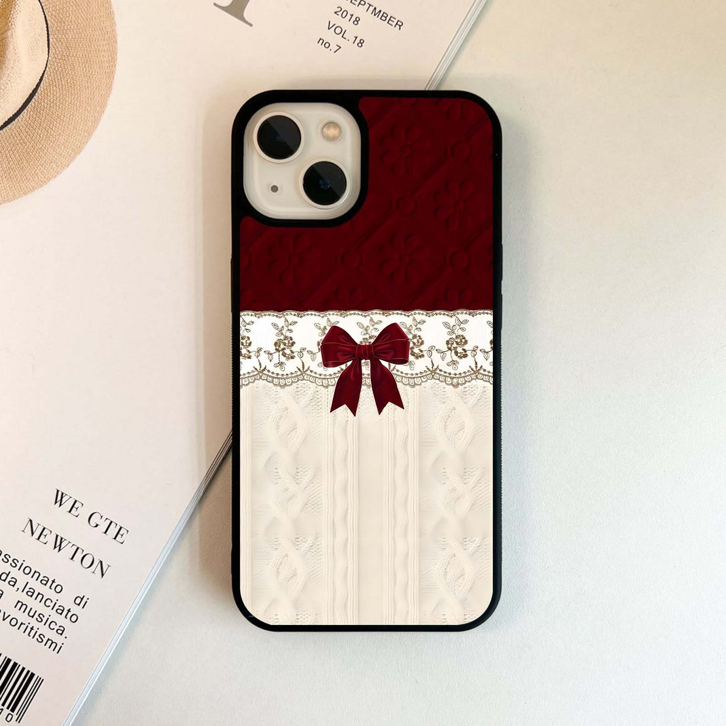 Crimson Wine Bow Glass Case