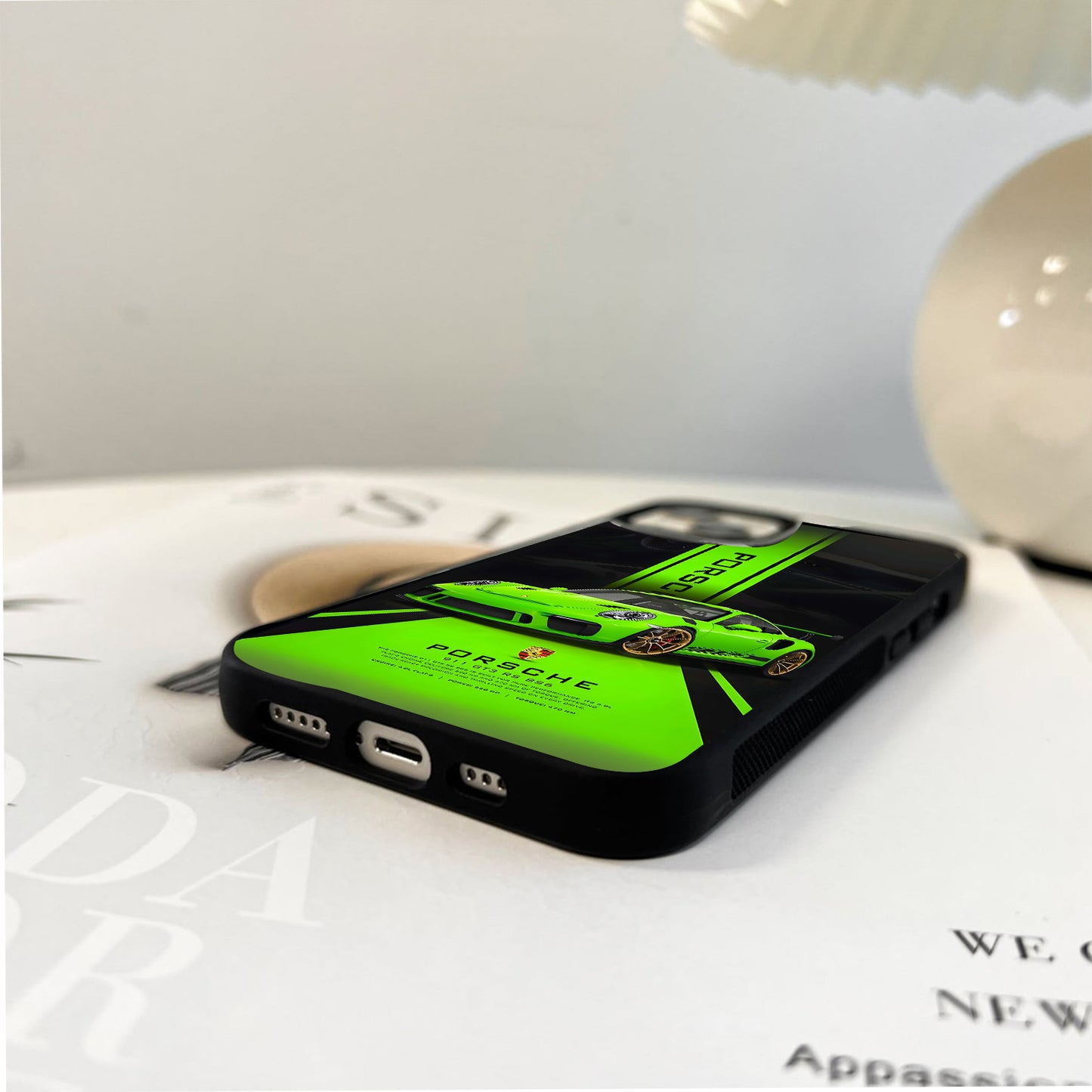 Porsche Neon Green Racer Glass Case