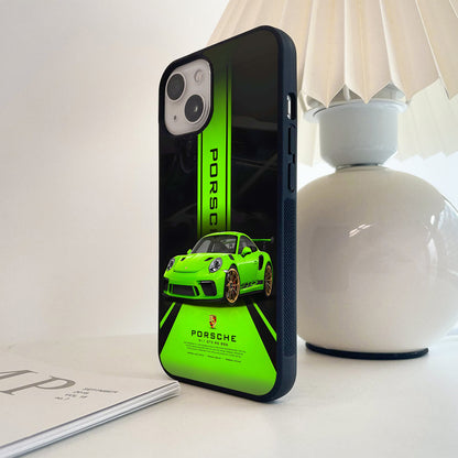 Porsche Neon Green Racer Glass Case