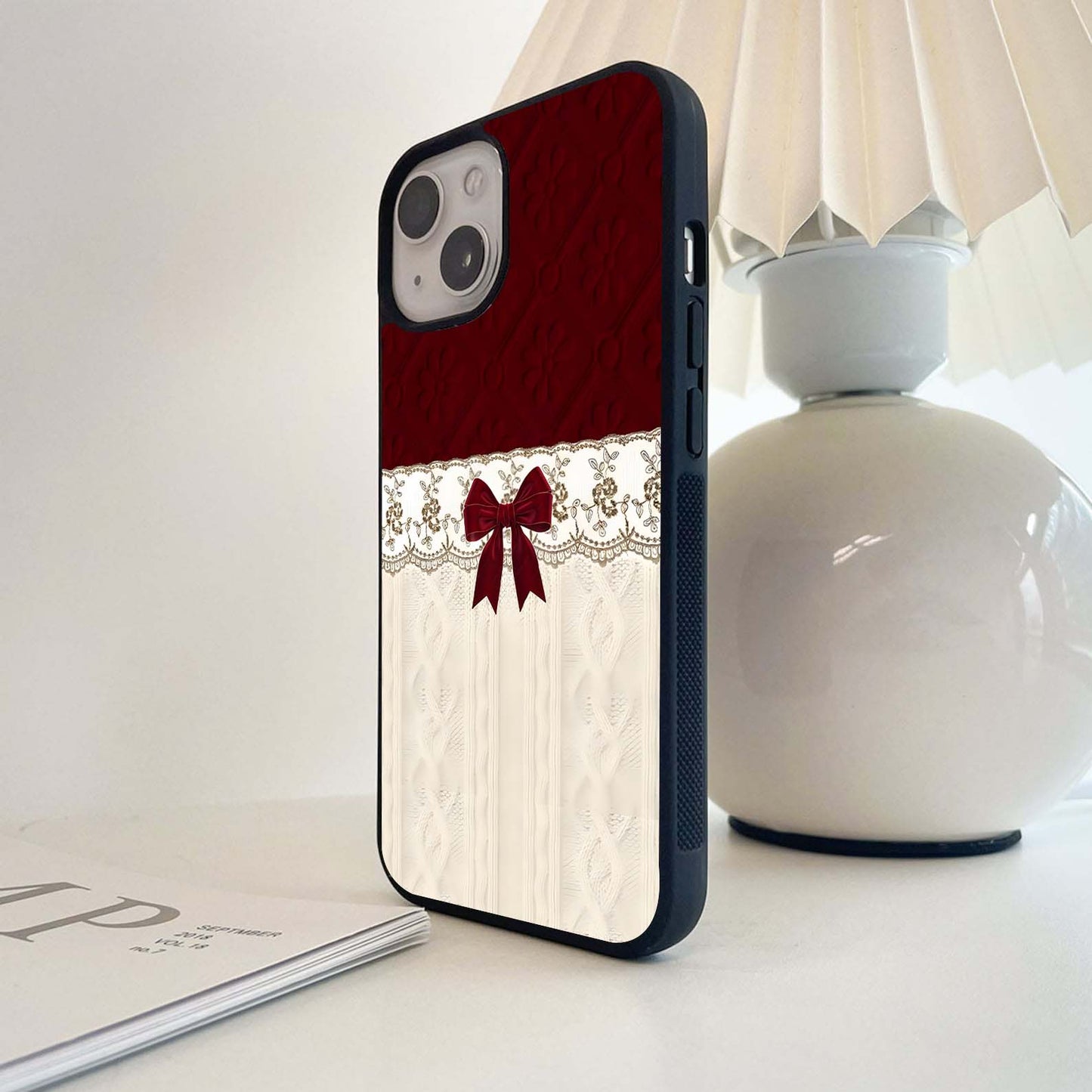 Crimson Wine Bow Glass Case