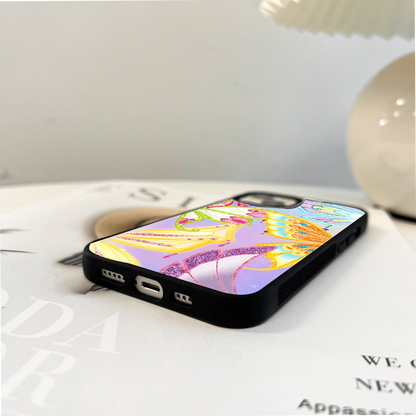 Butterfly Glitter Wings Glass Case