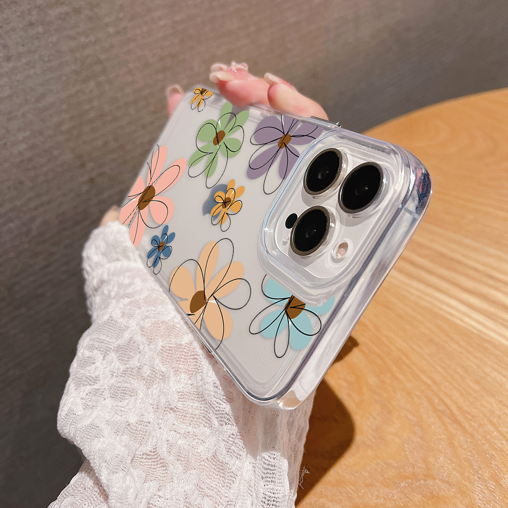 Cute Line Art Flower Clear Silicon Case Cover