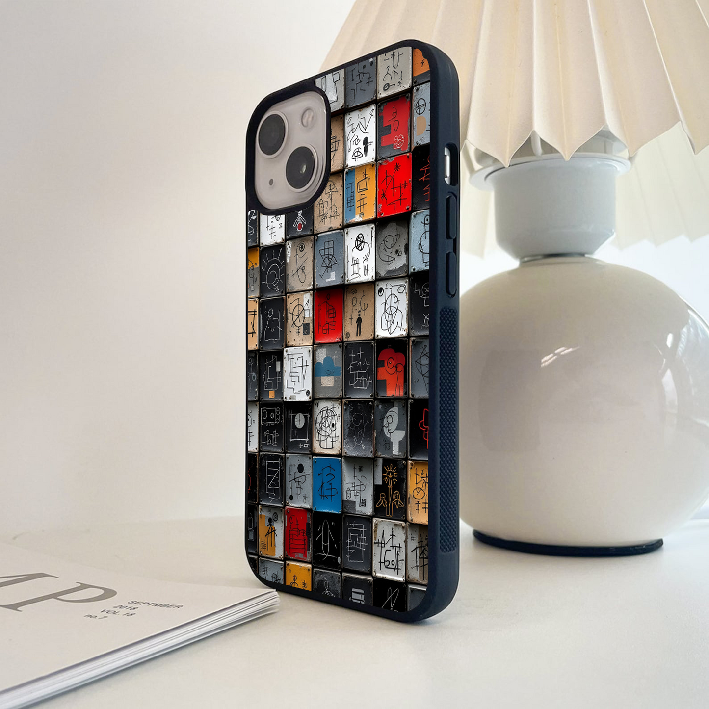 Abstract Grid Art Glass Case