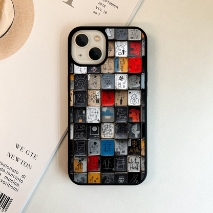 Abstract Grid Art Glass Case