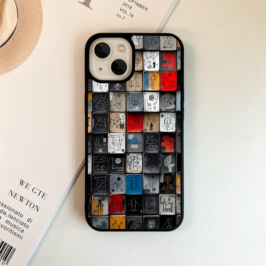 Abstract Grid Art Glass Case