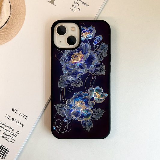 Neon Floral Glow Glass Case