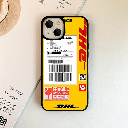 Freight Label Yellow Glass Case