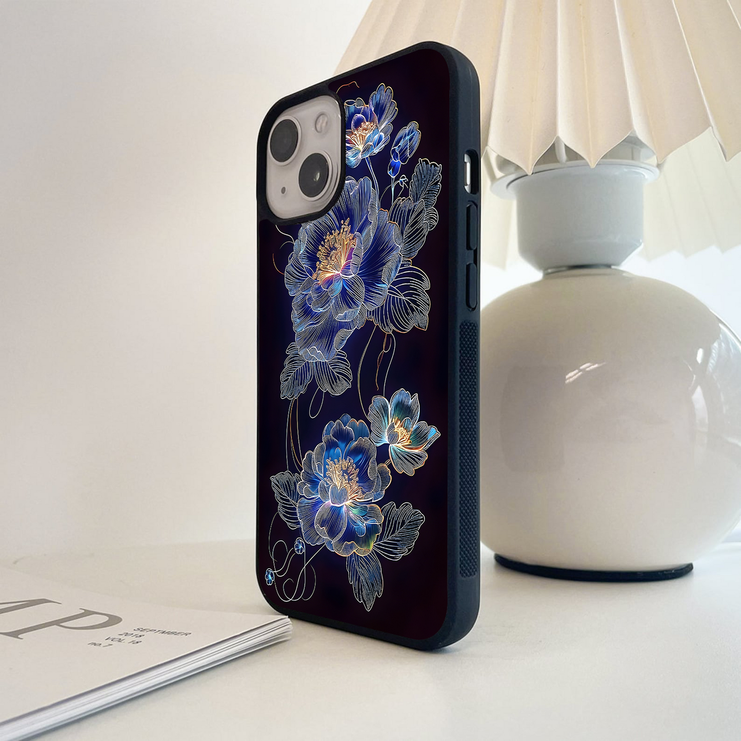 Neon Floral Glow Glass Case