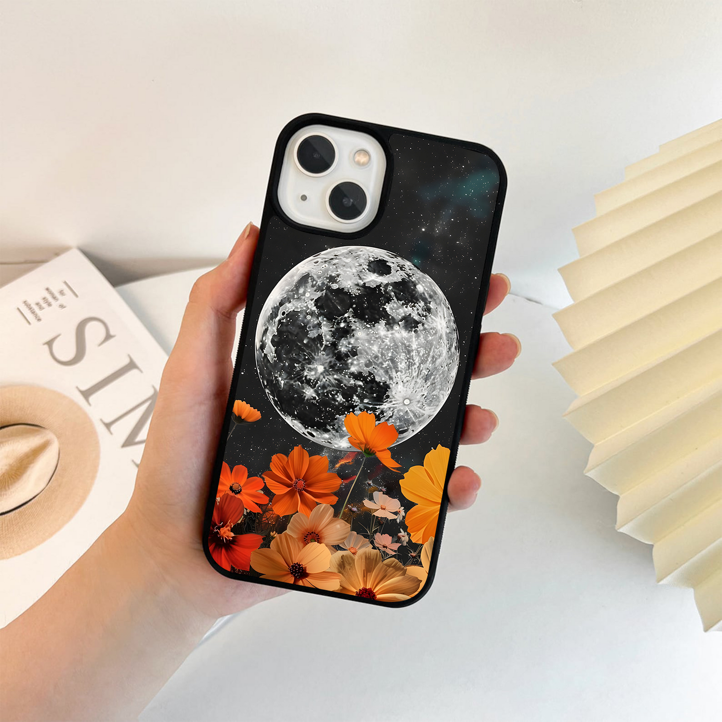 Moonlit Floral Sky Glass Case