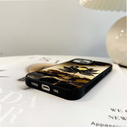 Golden Lotus Elegance Glass Case