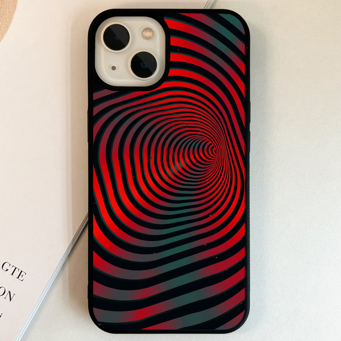 Red Hypnotic Tunnel Glass Case