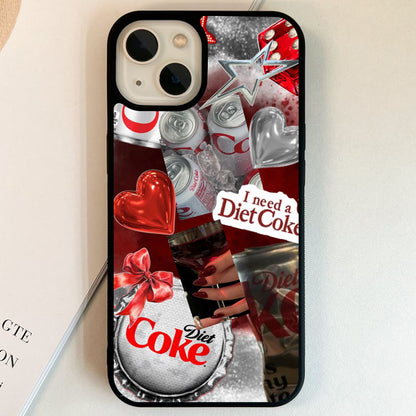 Diet Coke Silver Hearts Glass Case