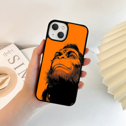 Orange Hanuman Powerful Glass Case