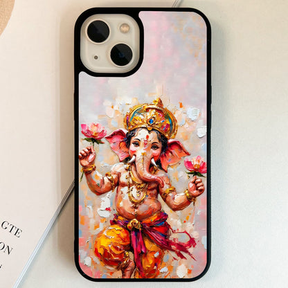 Colorful Lotus Ganesha Glass Case