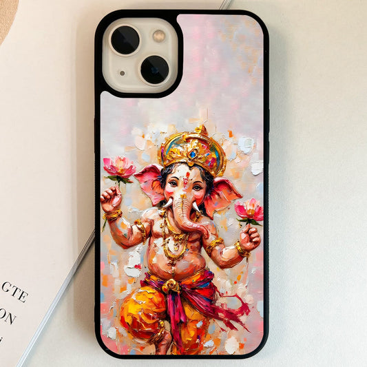 Colorful Lotus Ganesha Glass Case