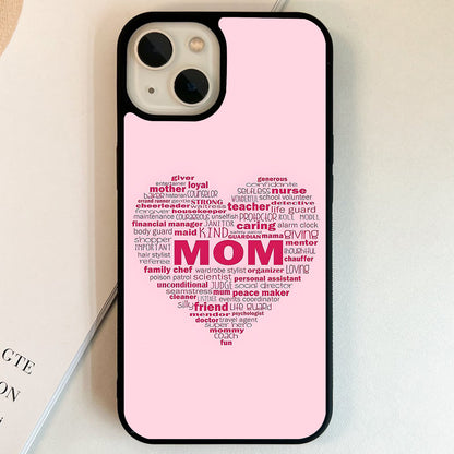 Mom Heart Tribute Glass Case