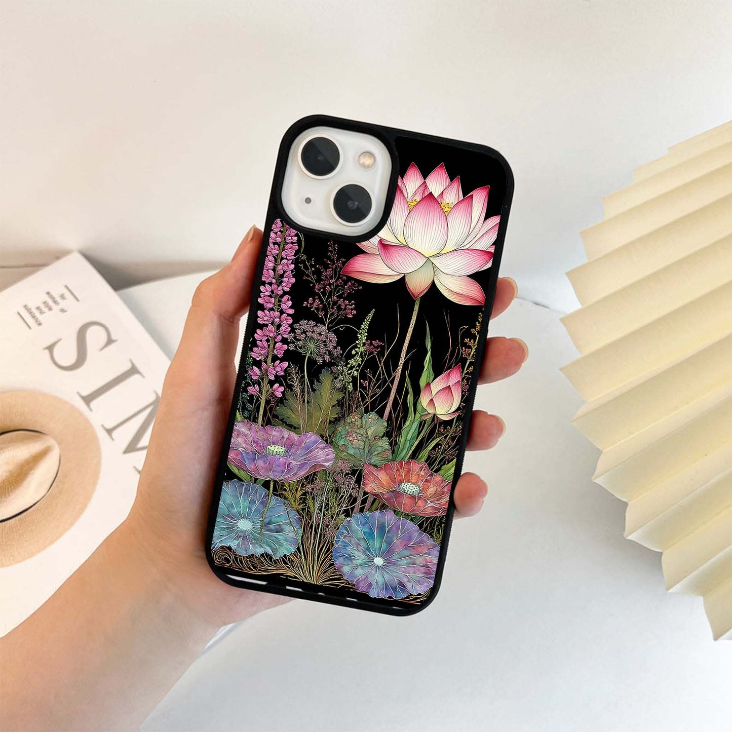 Ethereal Lotus Bloom Glass Case