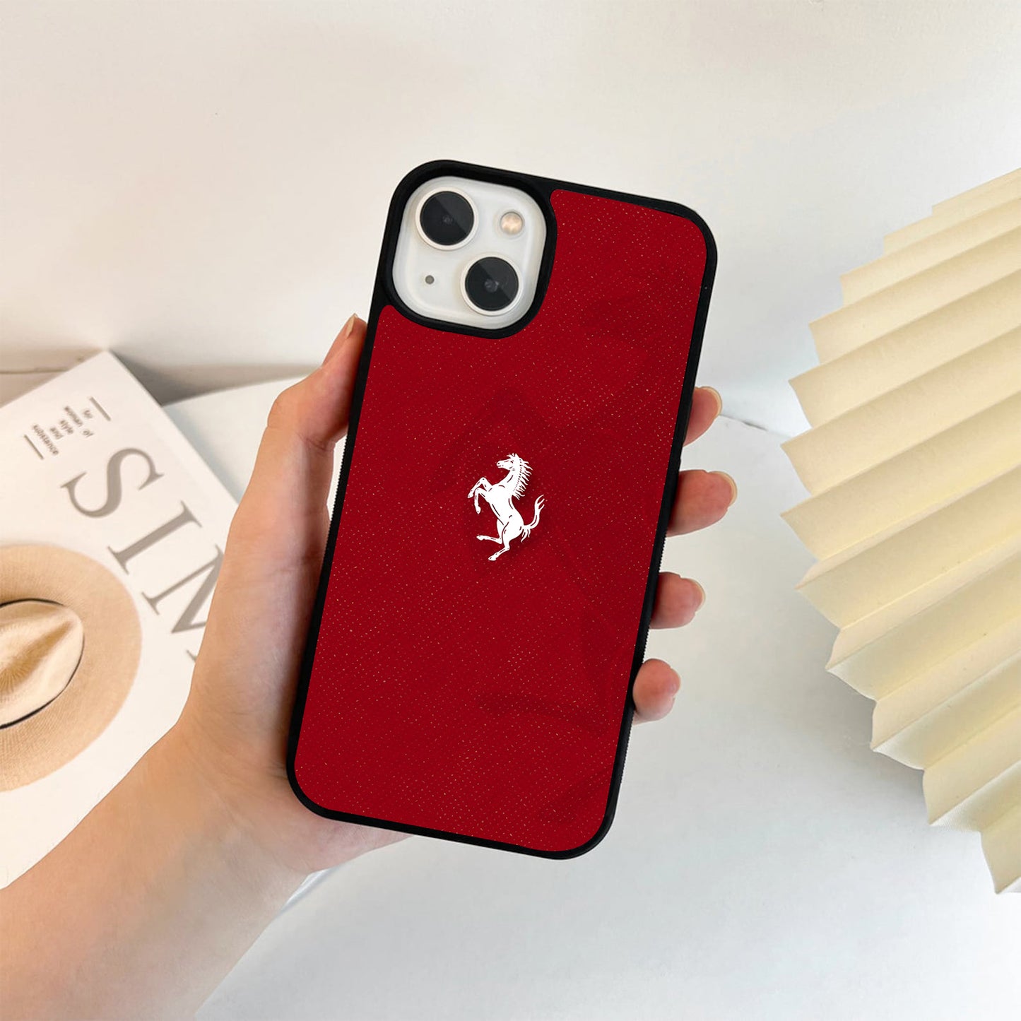 Ferrari Crimson Horse Emblem Glass Case
