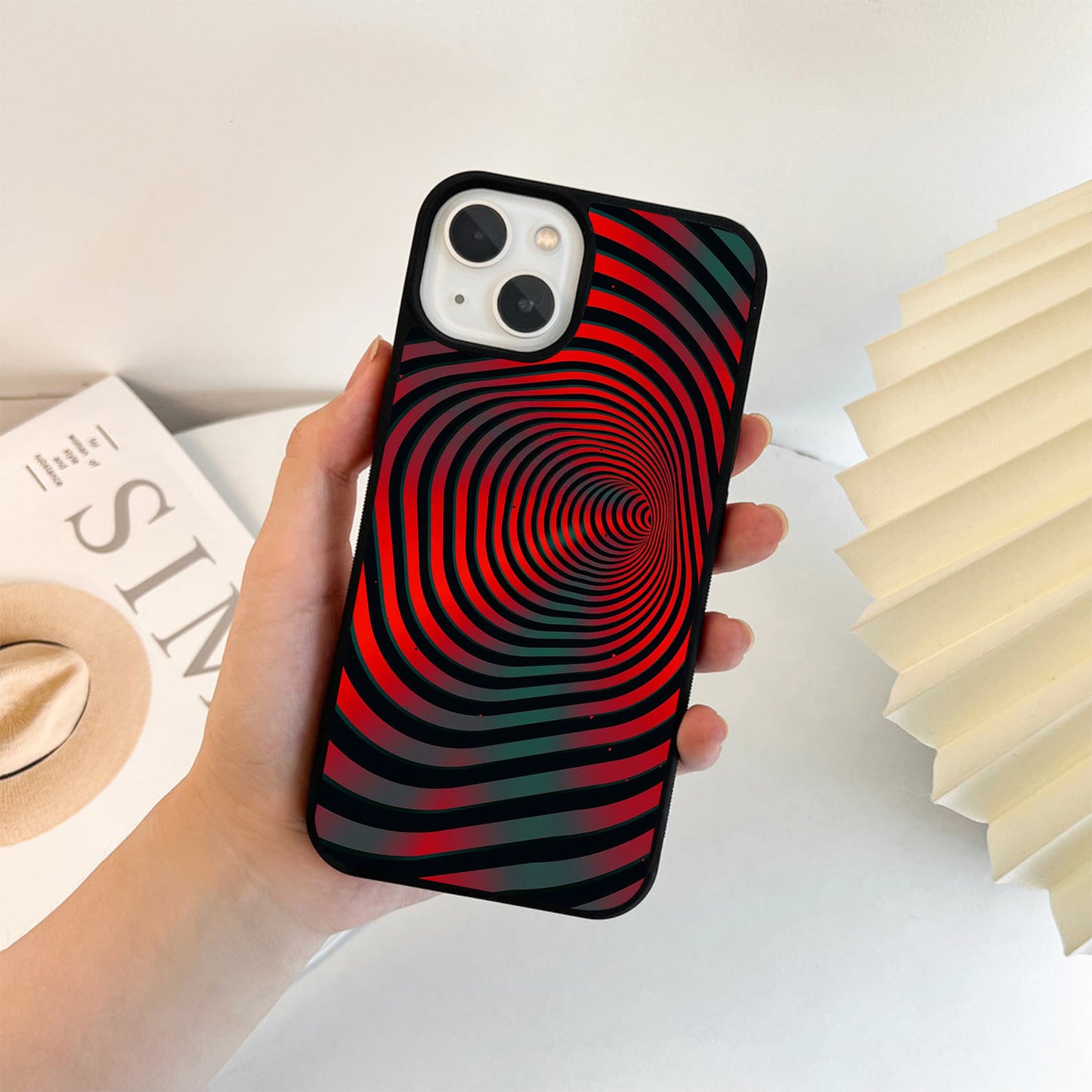 Red Hypnotic Tunnel Glass Case