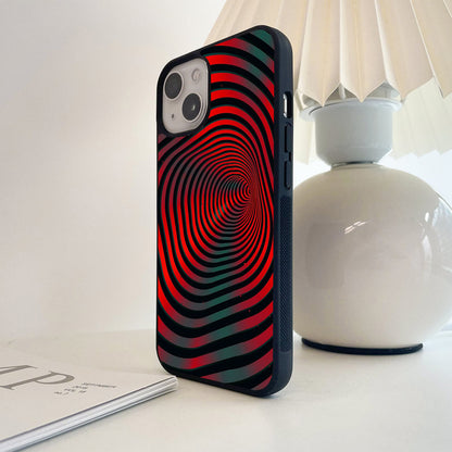 Red Hypnotic Tunnel Glass Case