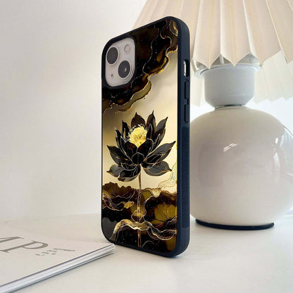 Golden Lotus Elegance Glass Case