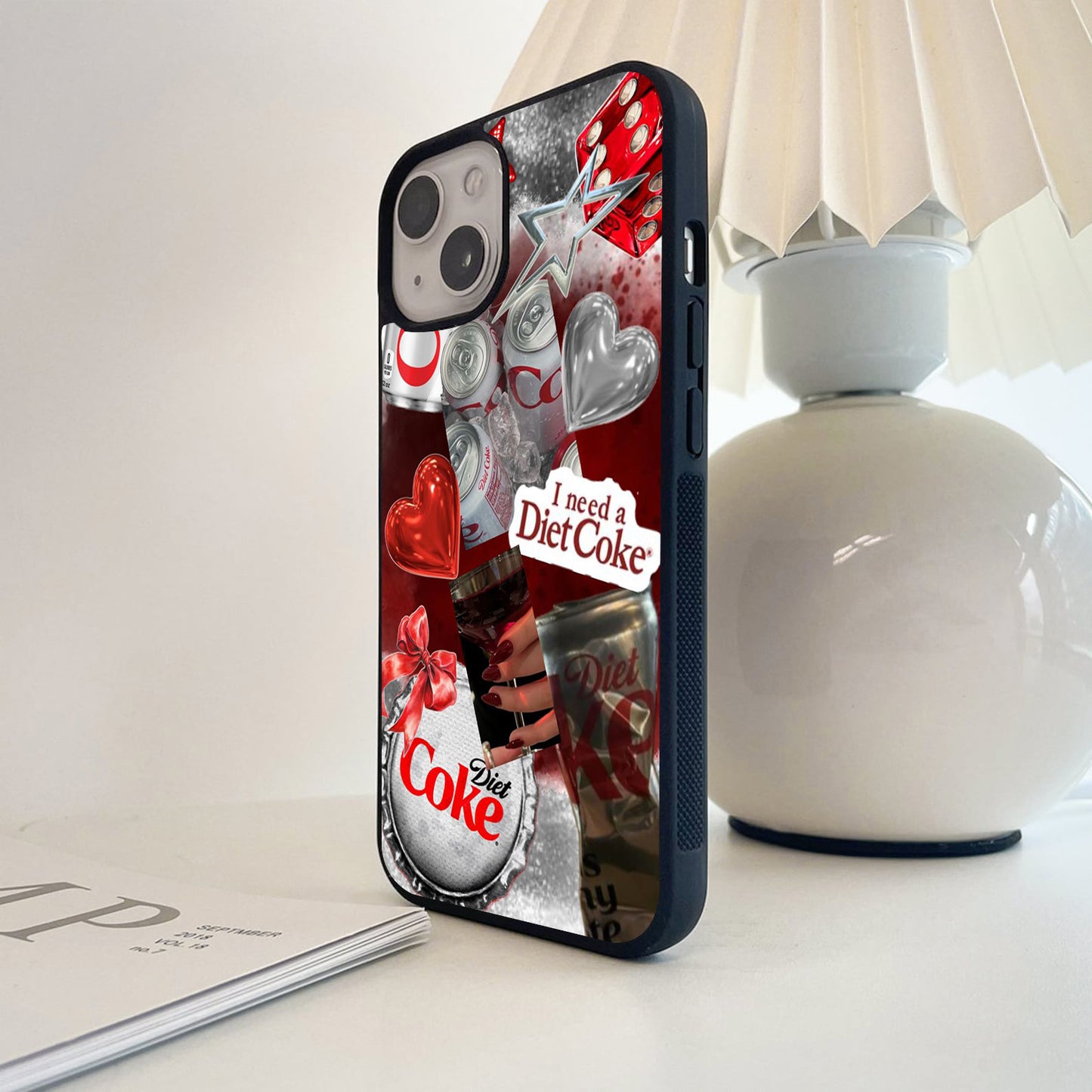 Diet Coke Silver Hearts Glass Case