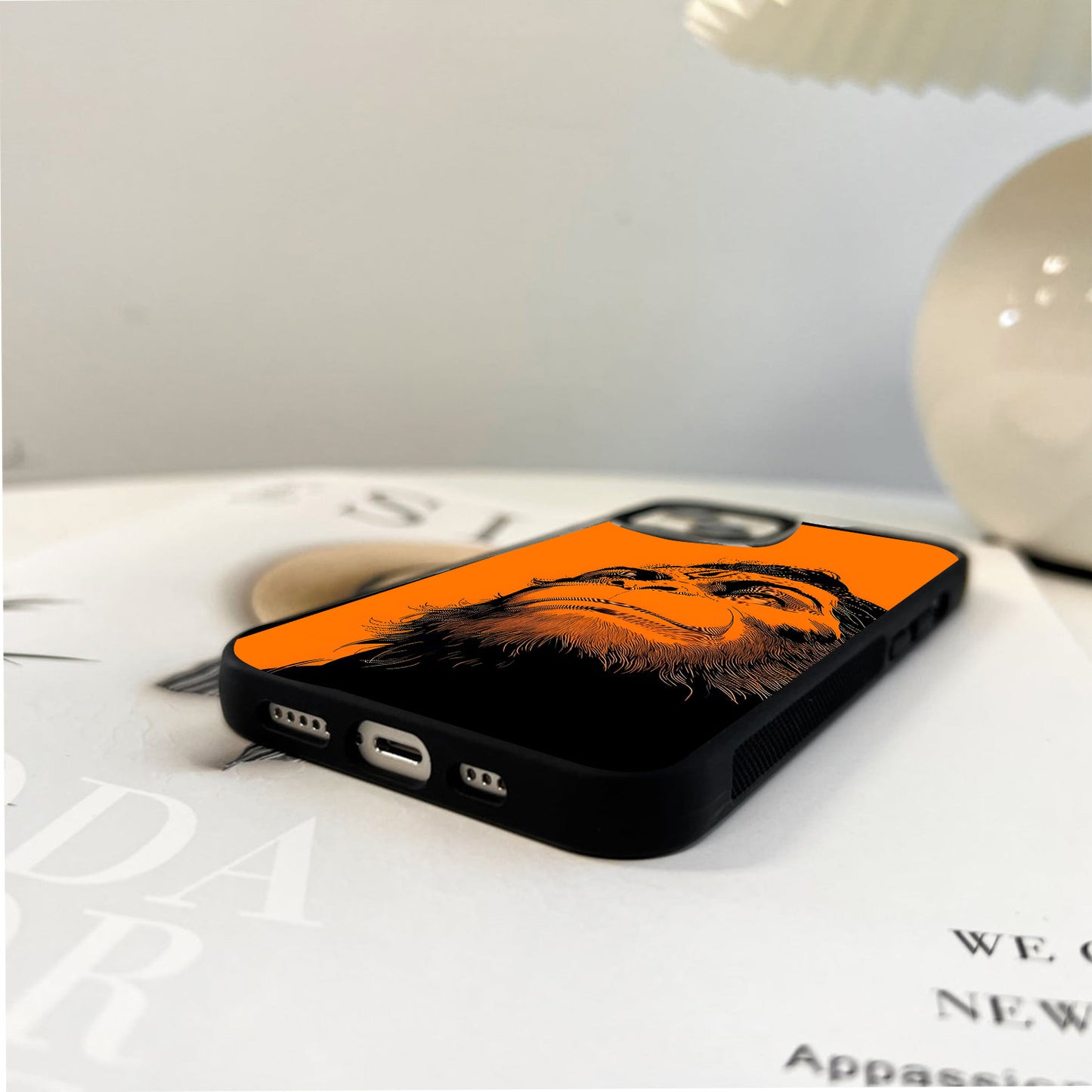 Orange Hanuman Powerful Glass Case