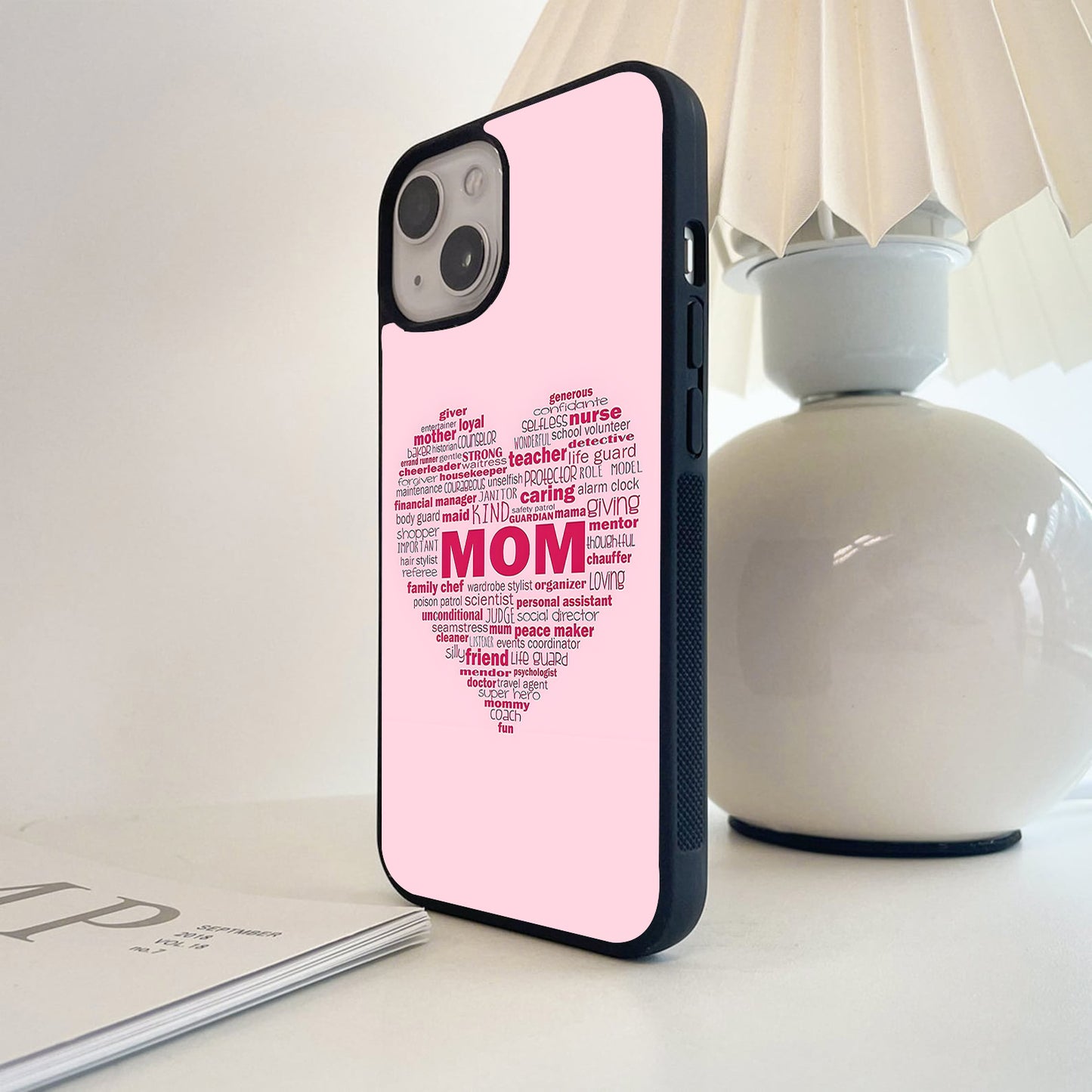 Mom Heart Tribute Glass Case
