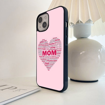 Mom Heart Tribute Glass Case