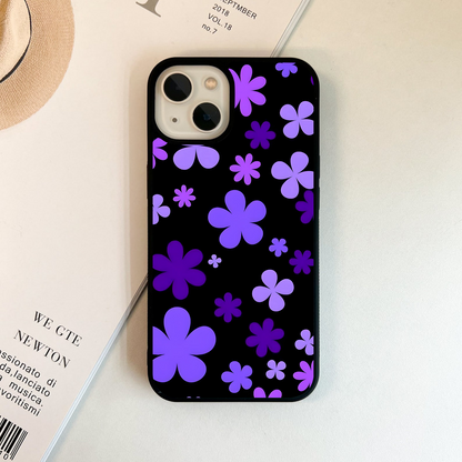 Blue Retro Pop Flowers Glass Case