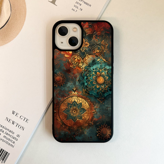 Mandala Gold Bloom Glass Case