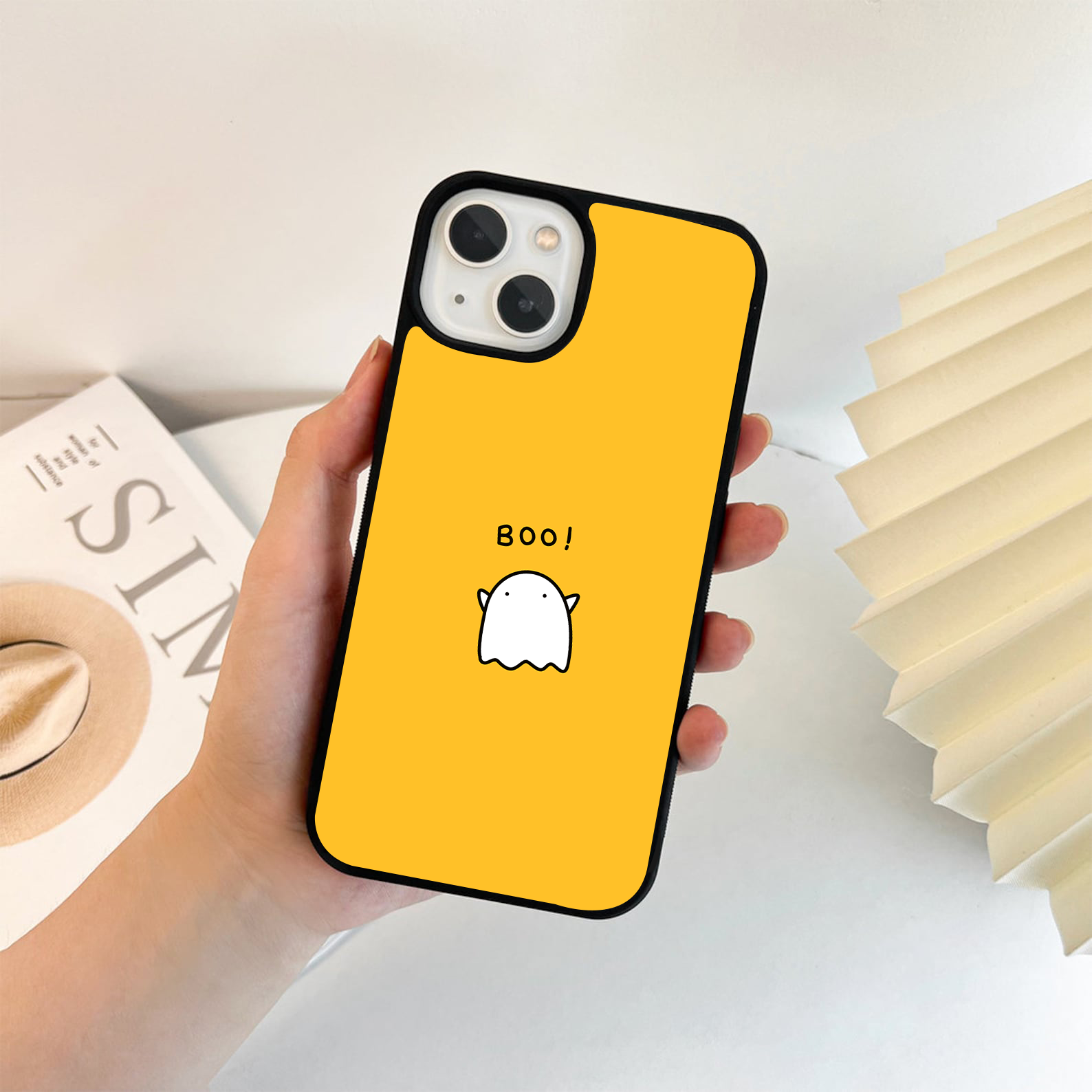 Yellow Boo Ghost Glass Case1