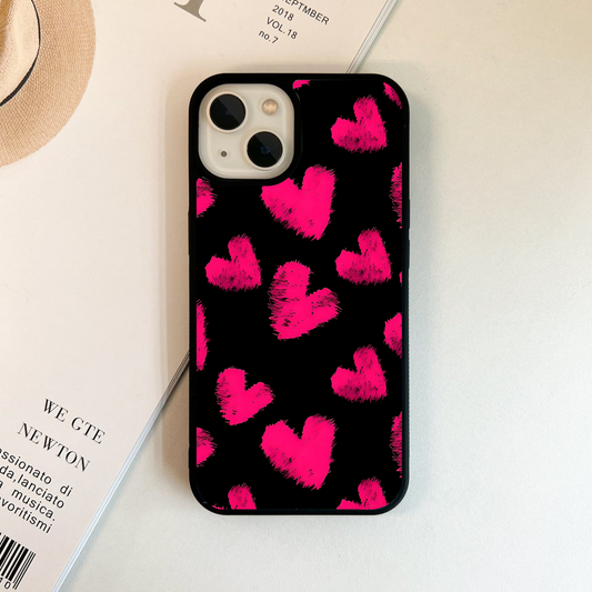 Asthetic Pink Heart Glass Case