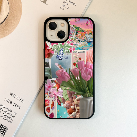 Pastel Summer Collage Glass Case