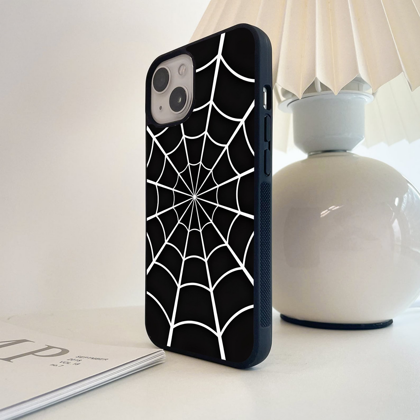 White Spider Web Glass Case