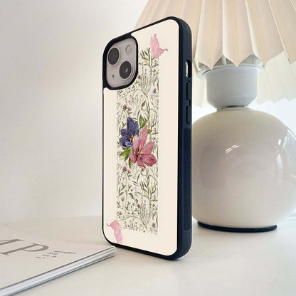 Butterfly Floral Garden Glass Case