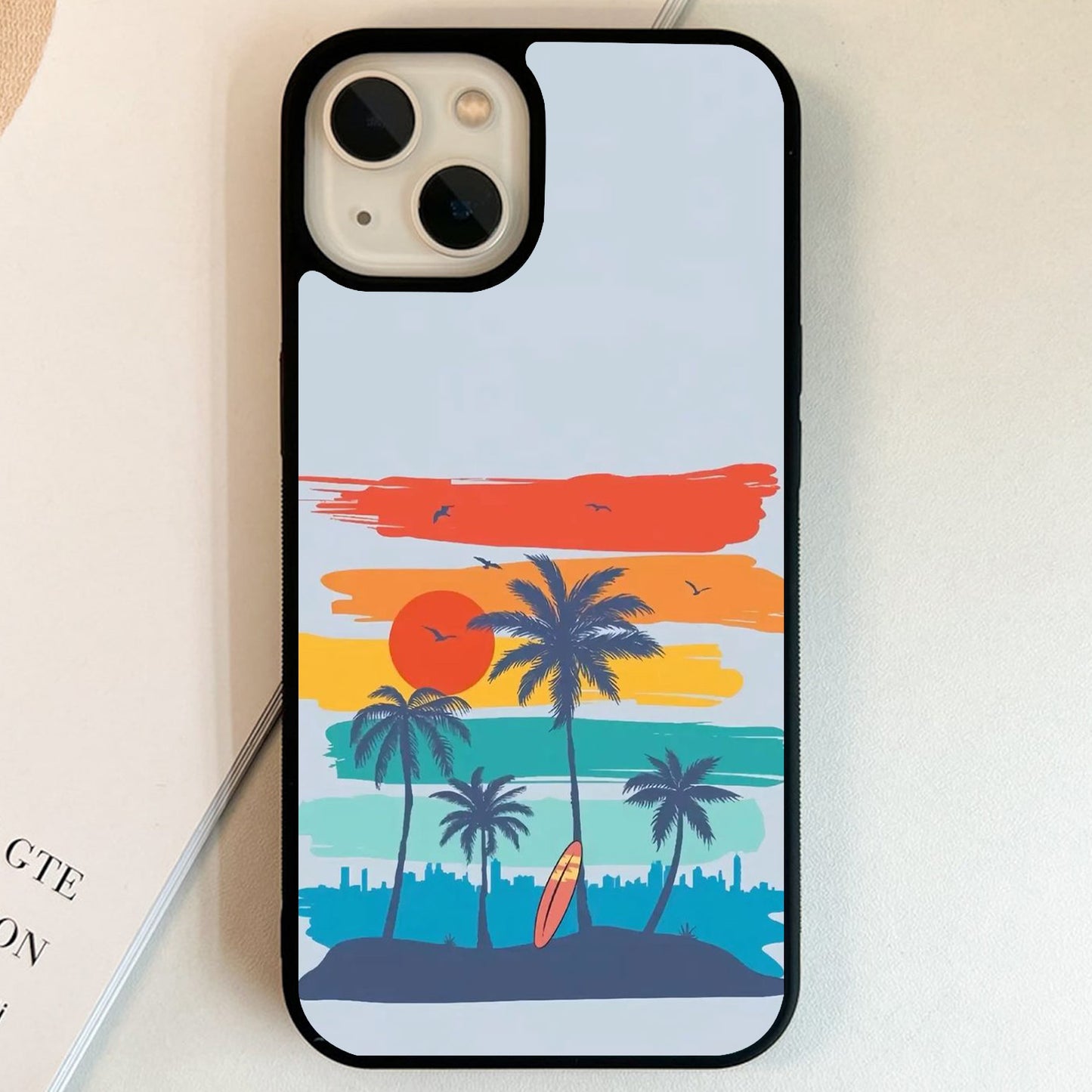 Retro Tropical Sunset Glass Case