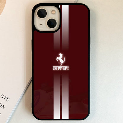 Ferrari Crimson Racing Stripes Glass Case