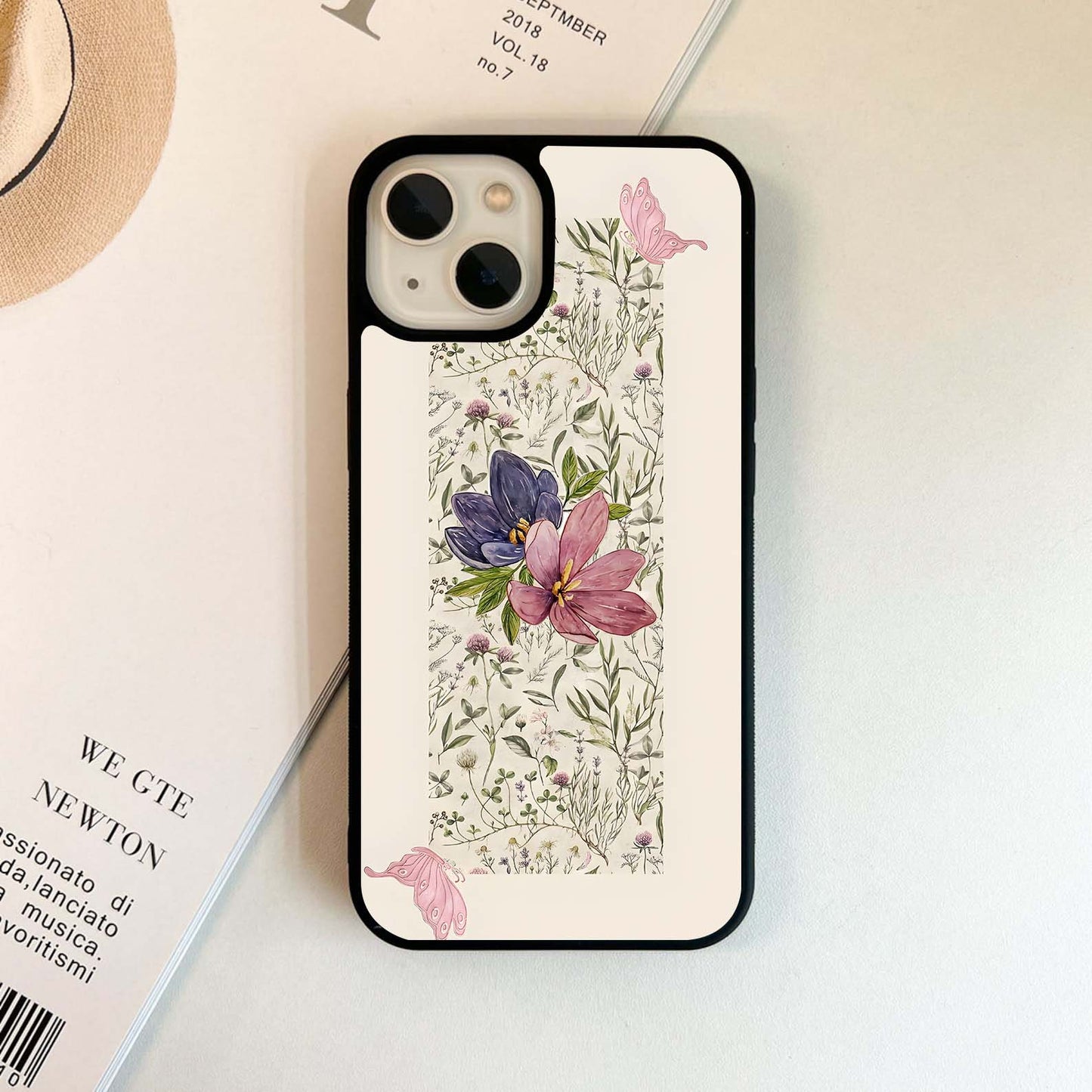 Butterfly Floral Garden Glass Case