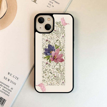 Butterfly Floral Garden Glass Case