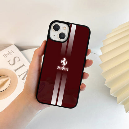 Ferrari Crimson Racing Stripes Glass Case
